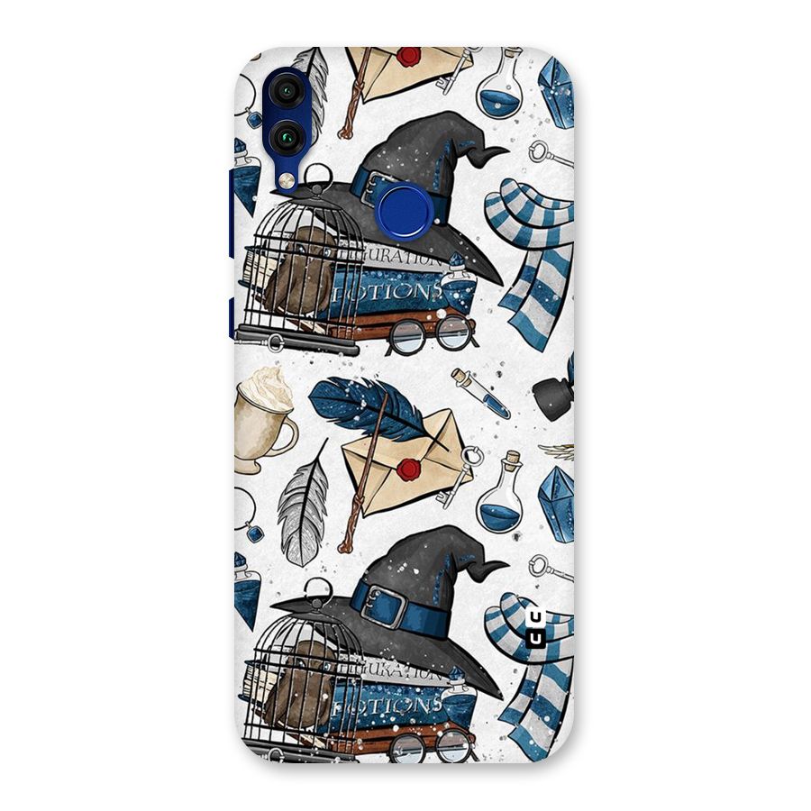 Blue Feather Hat Design Back Case for Honor 8C