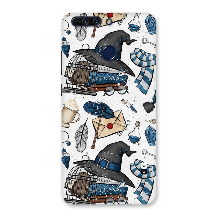 Blue Feather Hat Design Back Case for Honor 8 Pro