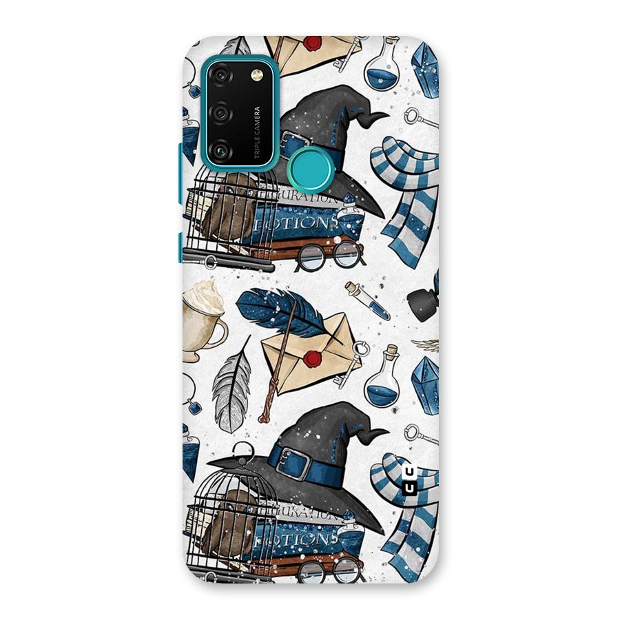 Blue Feather Hat Design Back Case for Honor 9A