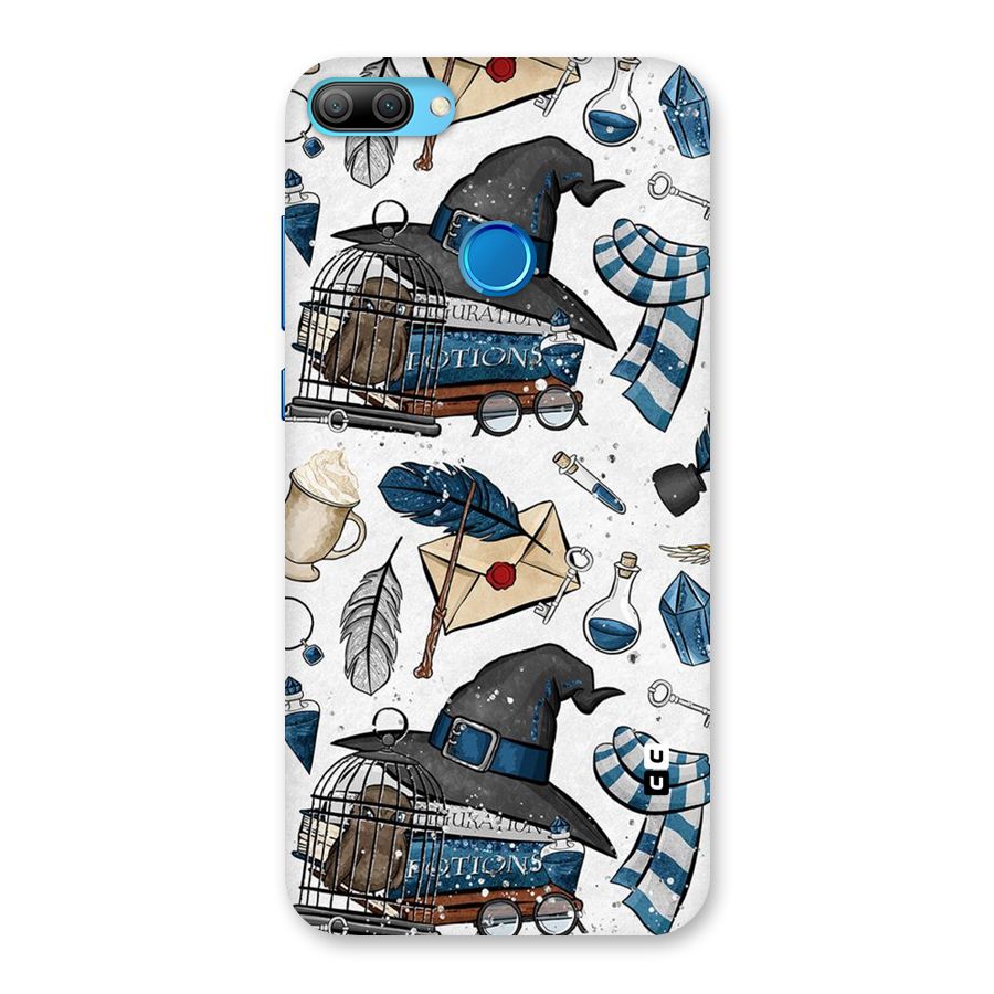 Blue Feather Hat Design Back Case for Honor 9N