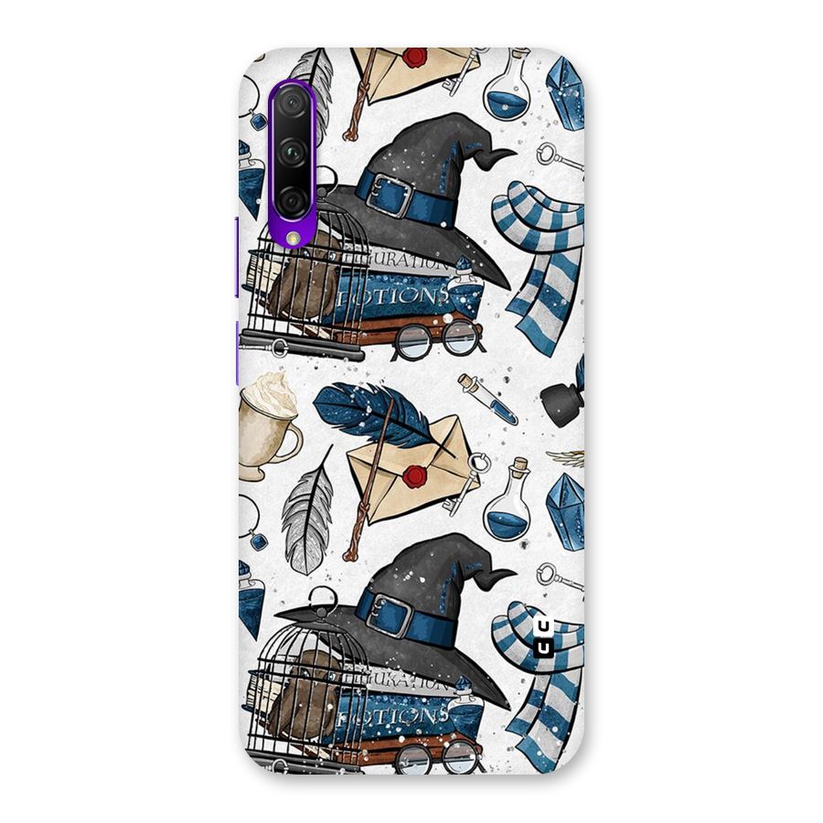 Blue Feather Hat Design Back Case for Honor 9X Pro