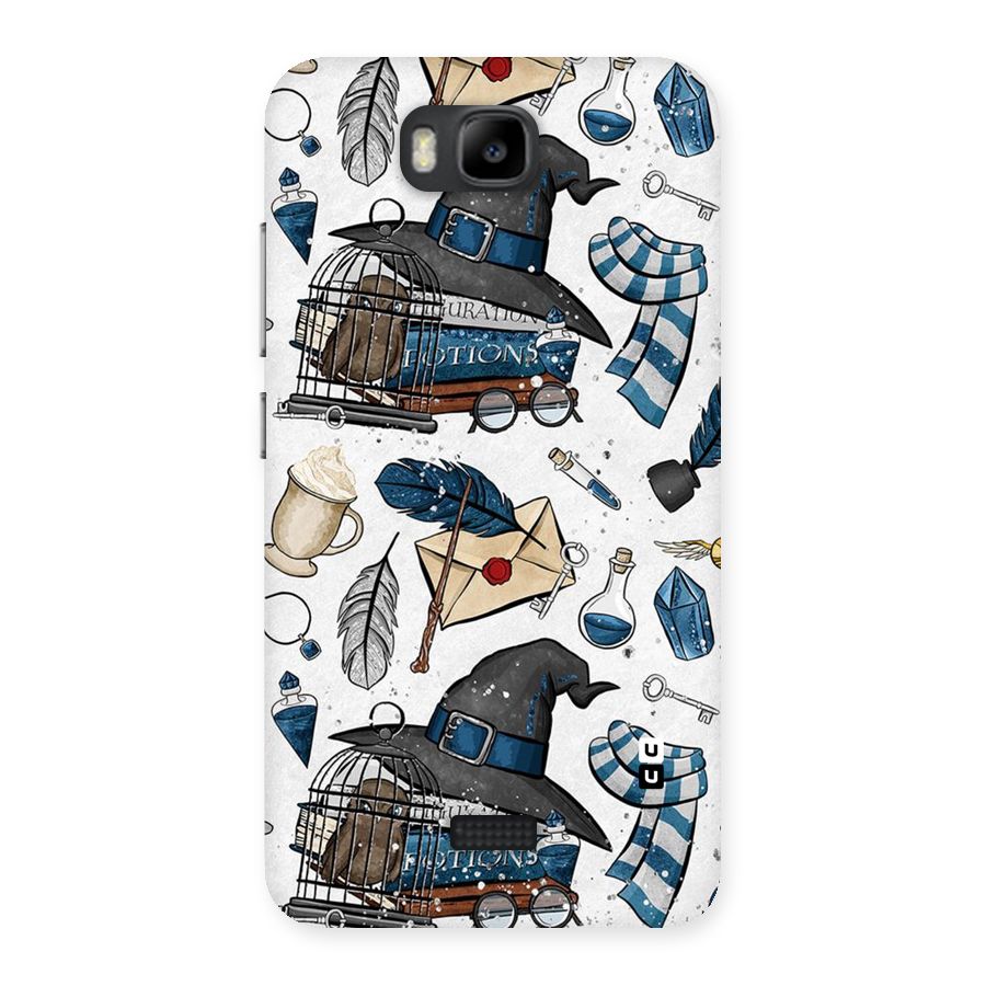 Blue Feather Hat Design Back Case for Honor Bee