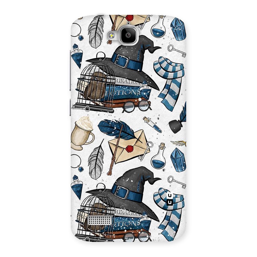 Blue Feather Hat Design Back Case for Honor Holly