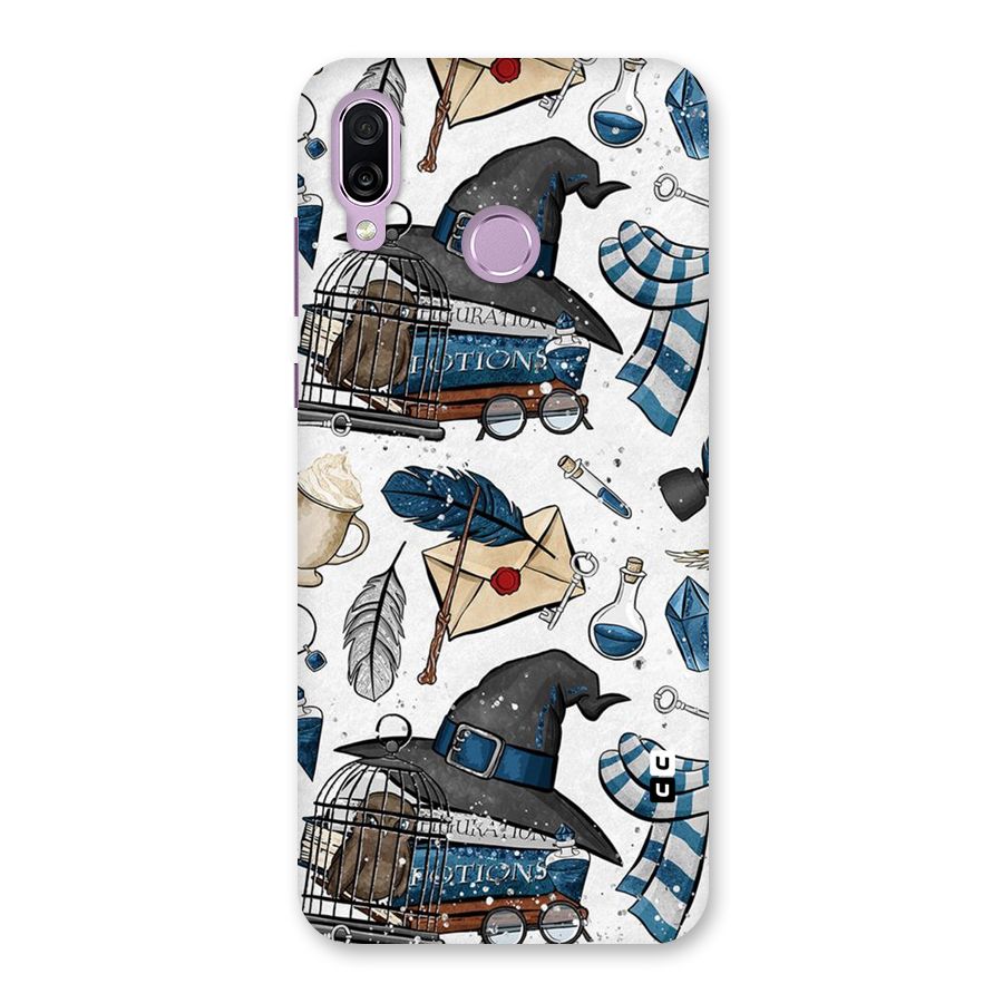 Blue Feather Hat Design Back Case for Honor Play