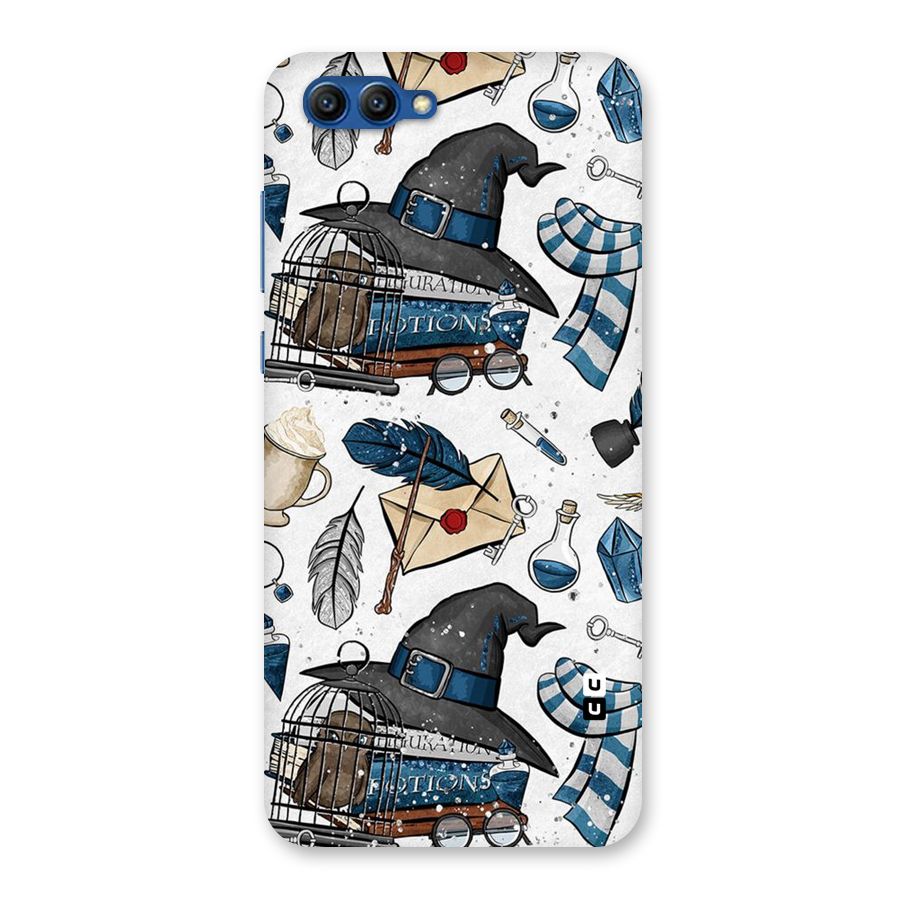 Blue Feather Hat Design Back Case for Honor View 10