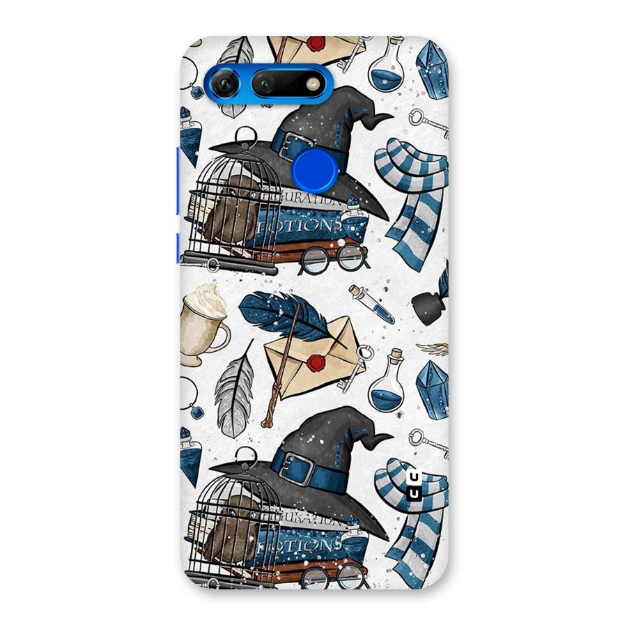 Blue Feather Hat Design Back Case for Honor View 20