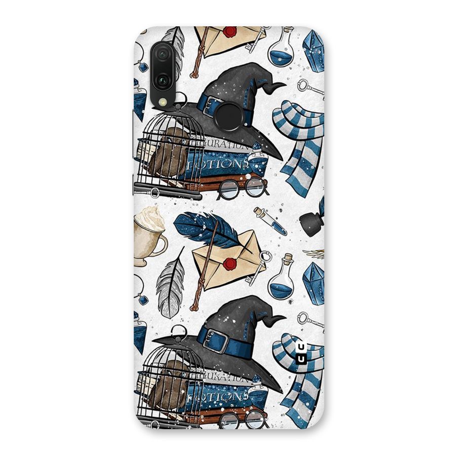 Blue Feather Hat Design Back Case for Huawei Y9 (2019)