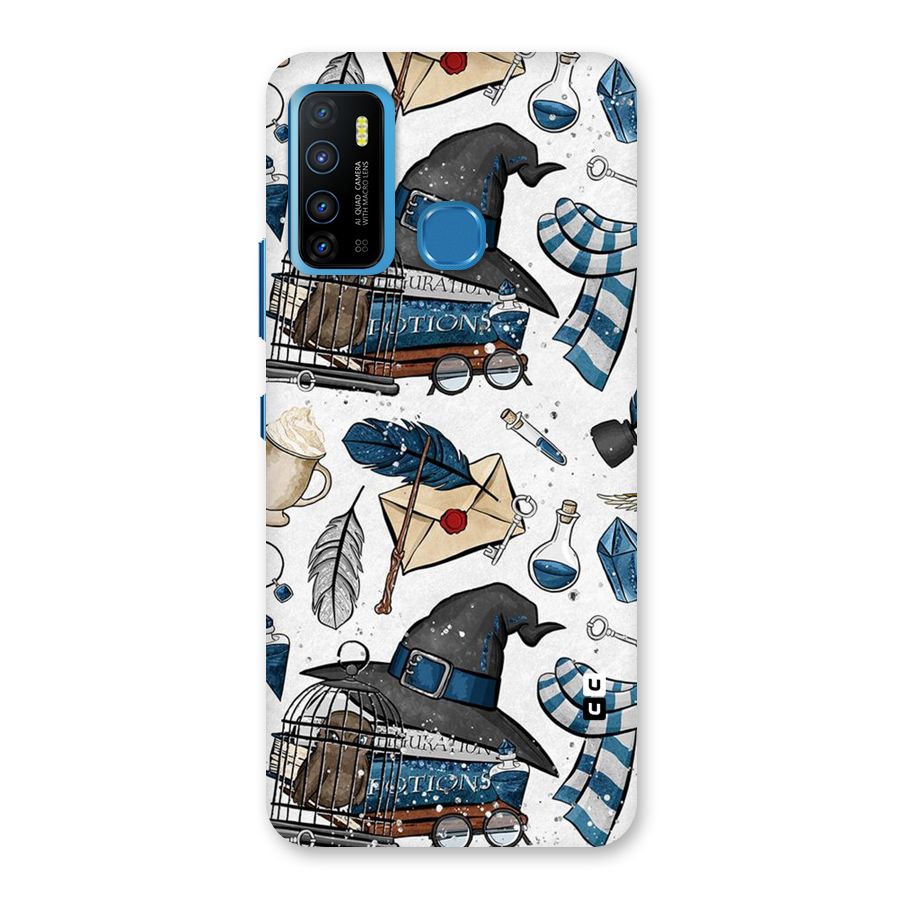 Blue Feather Hat Design Back Case for Infinix Hot 9