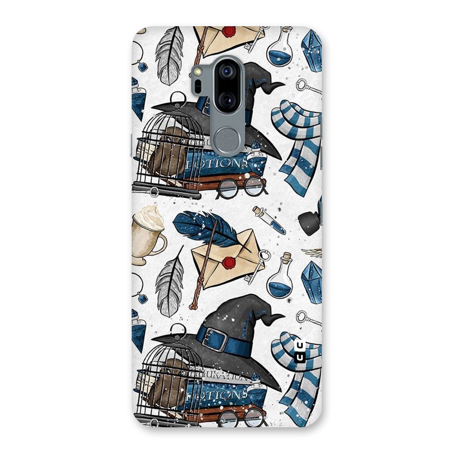 Blue Feather Hat Design Back Case for LG G7