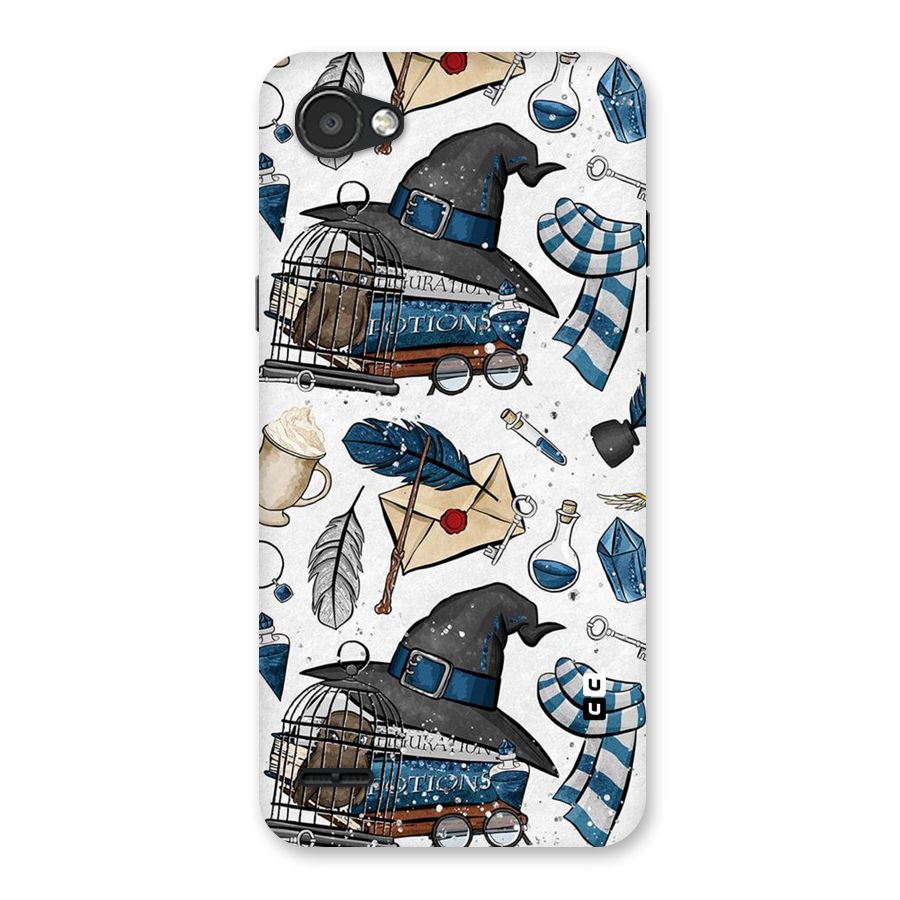 Blue Feather Hat Design Back Case for LG Q6