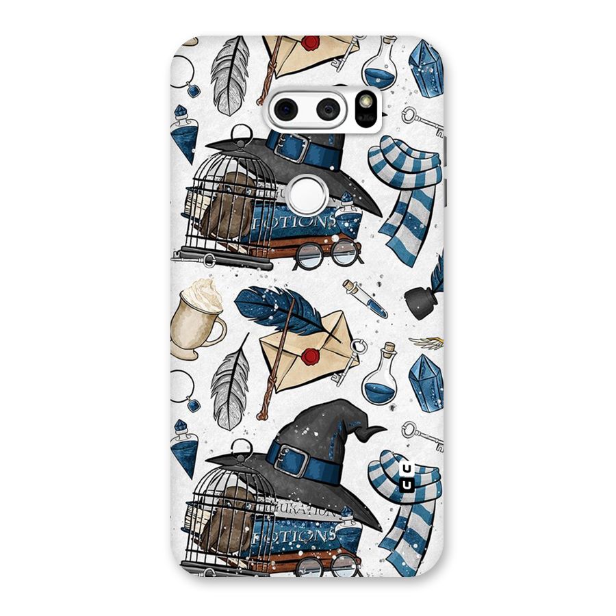 Blue Feather Hat Design Back Case for LG V30