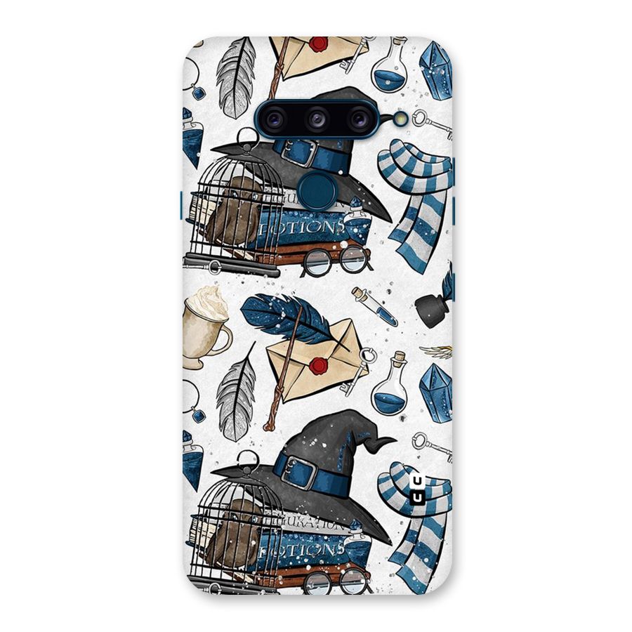Blue Feather Hat Design Back Case for LG  V40 ThinQ