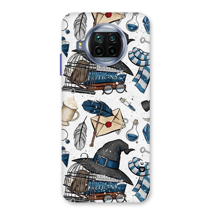 Blue Feather Hat Design Back Case for Mi 10i