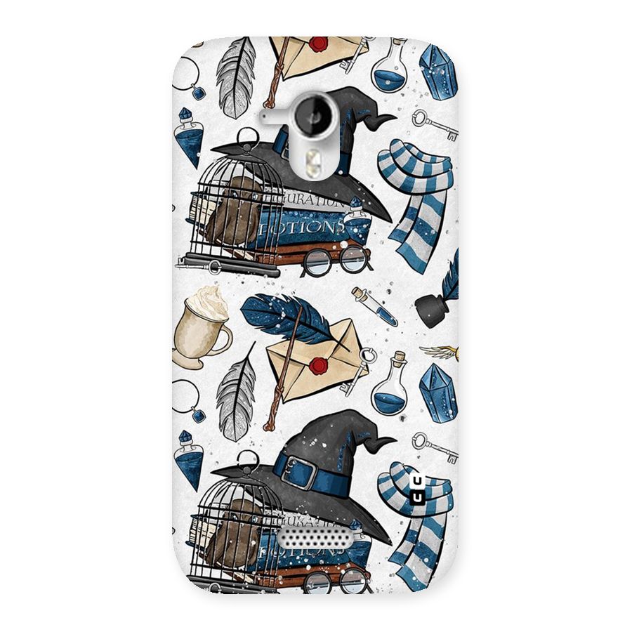Blue Feather Hat Design Back Case for Micromax Canvas HD A116