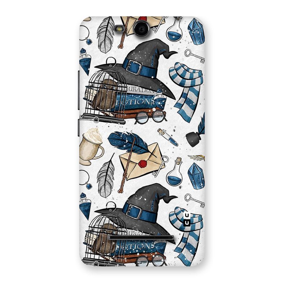 Blue Feather Hat Design Back Case for Micromax Canvas Juice 3 Q392