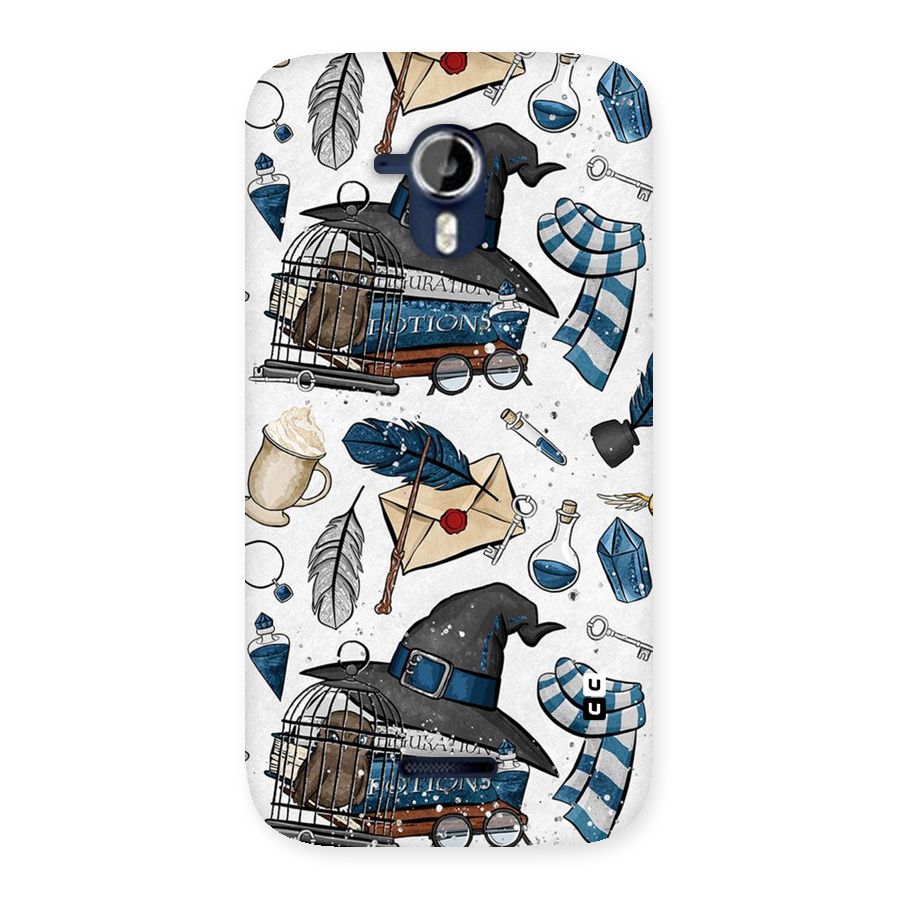 Blue Feather Hat Design Back Case for Micromax Canvas Magnus A117