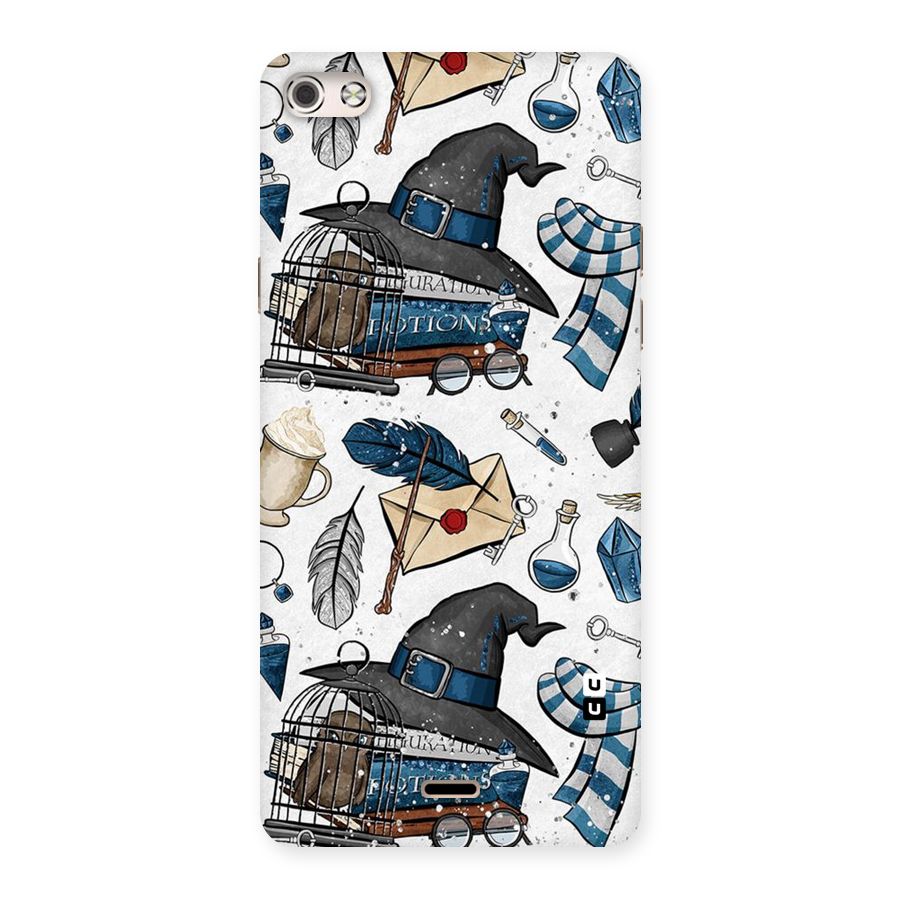 Blue Feather Hat Design Back Case for Micromax Canvas Silver 5