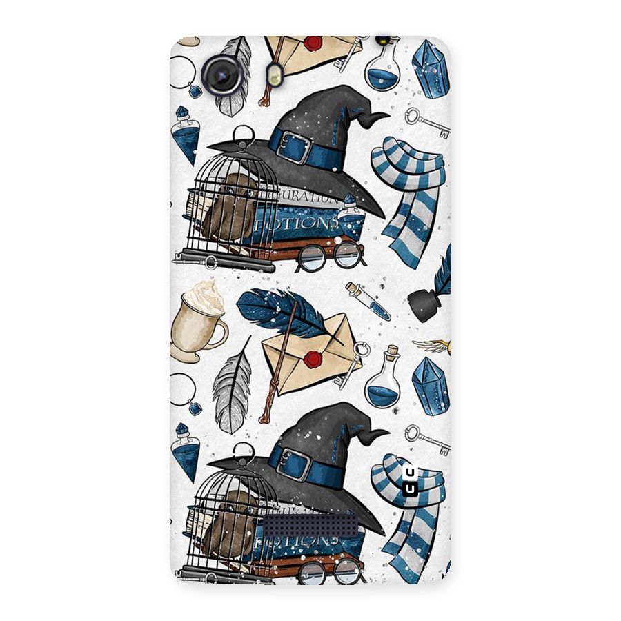 Blue Feather Hat Design Back Case for Micromax Unite 3