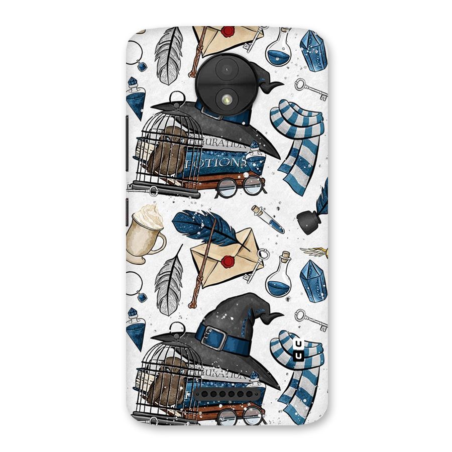 Blue Feather Hat Design Back Case for Moto C