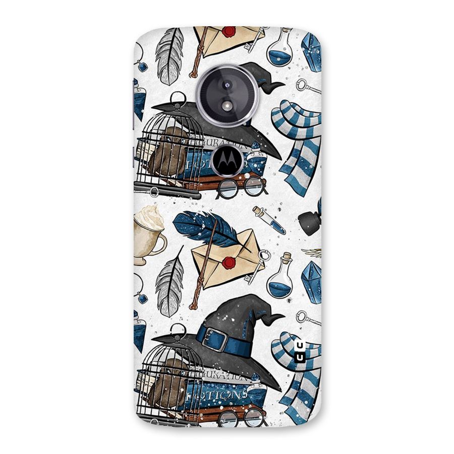 Blue Feather Hat Design Back Case for Moto E5