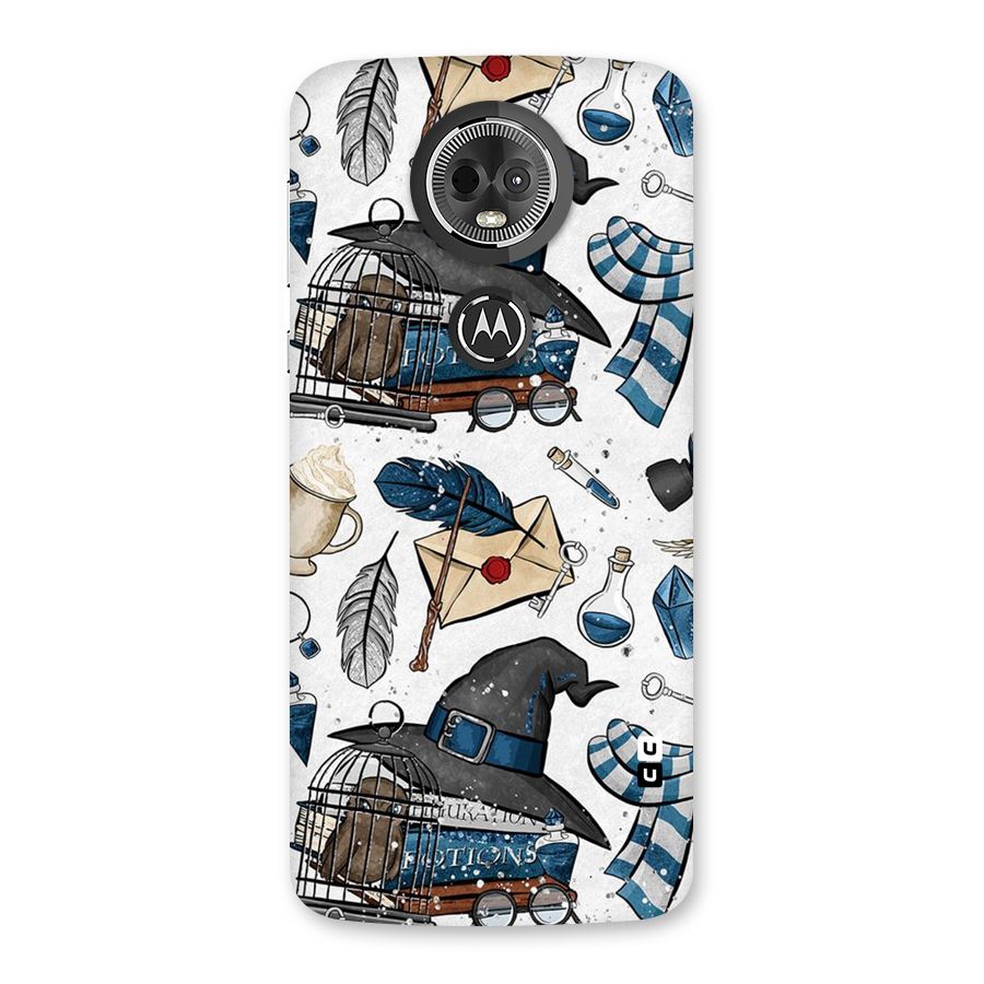 Blue Feather Hat Design Back Case for Moto E5 Plus
