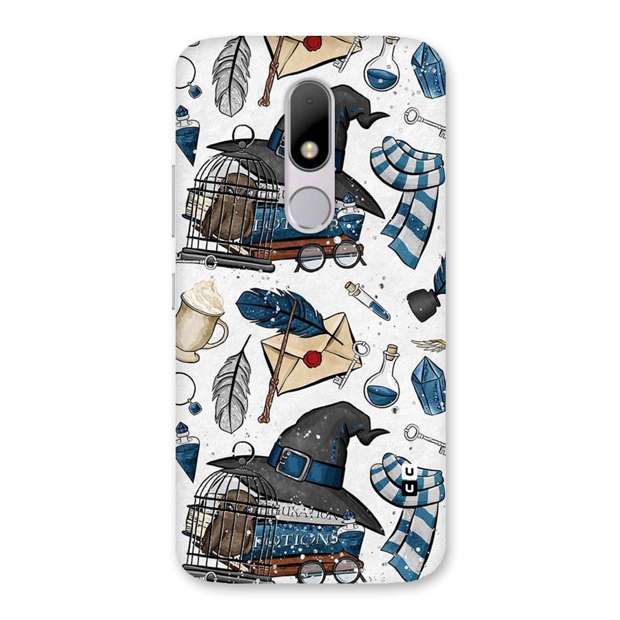 Blue Feather Hat Design Back Case for Moto M