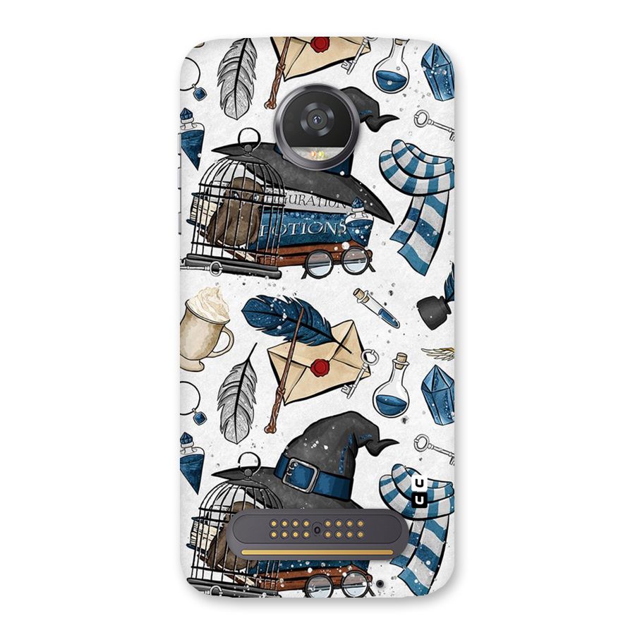 Blue Feather Hat Design Back Case for Moto Z2 Play