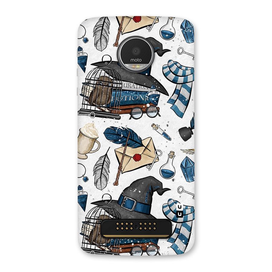 Blue Feather Hat Design Back Case for Moto Z Play
