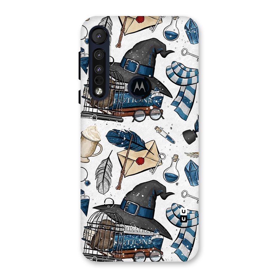 Blue Feather Hat Design Back Case for Motorola One Macro
