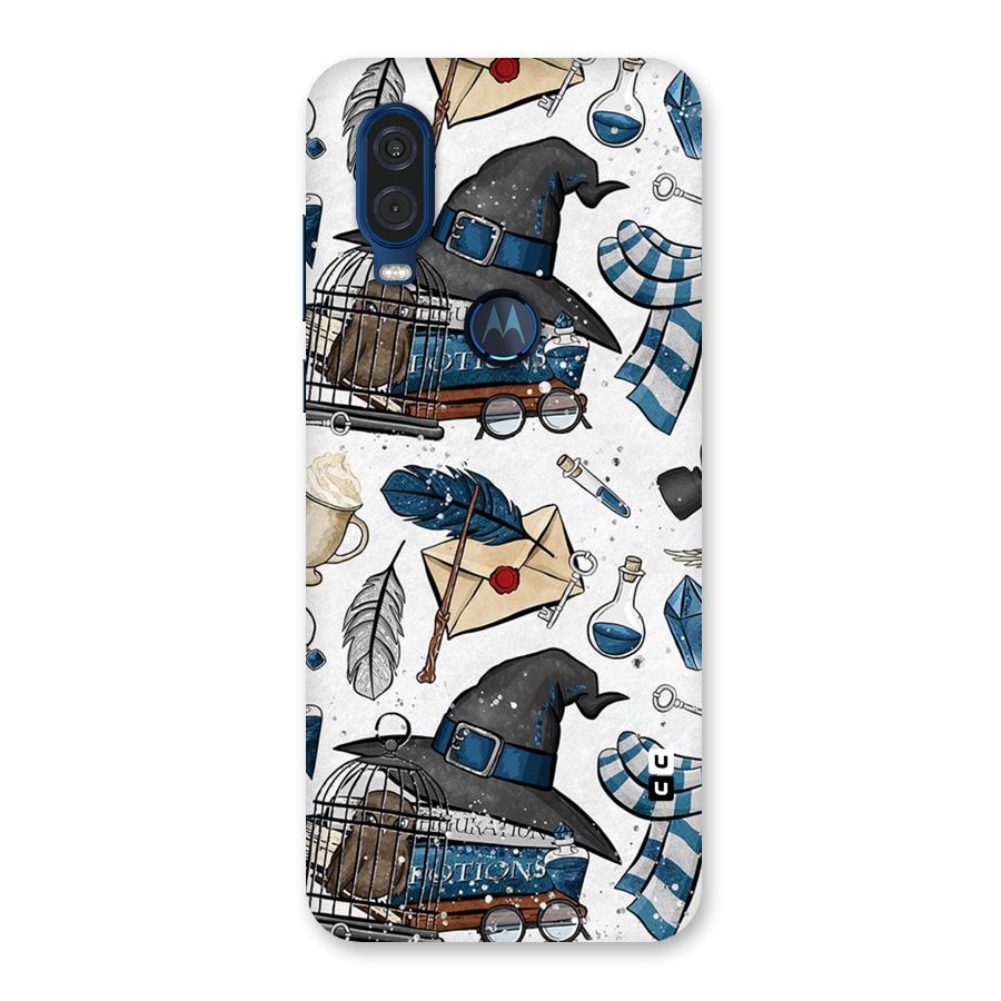 Blue Feather Hat Design Back Case for Motorola One Vision