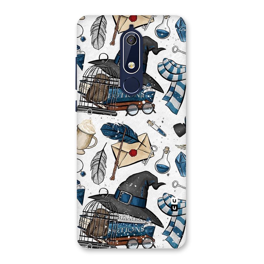 Blue Feather Hat Design Back Case for Nokia 5.1