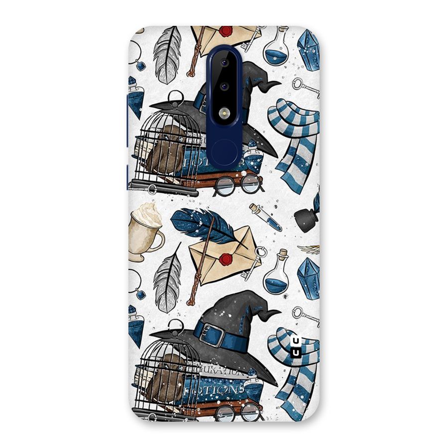 Blue Feather Hat Design Back Case for Nokia 5.1 Plus
