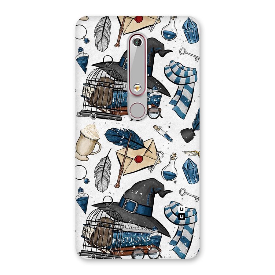 Blue Feather Hat Design Back Case for Nokia 6.1