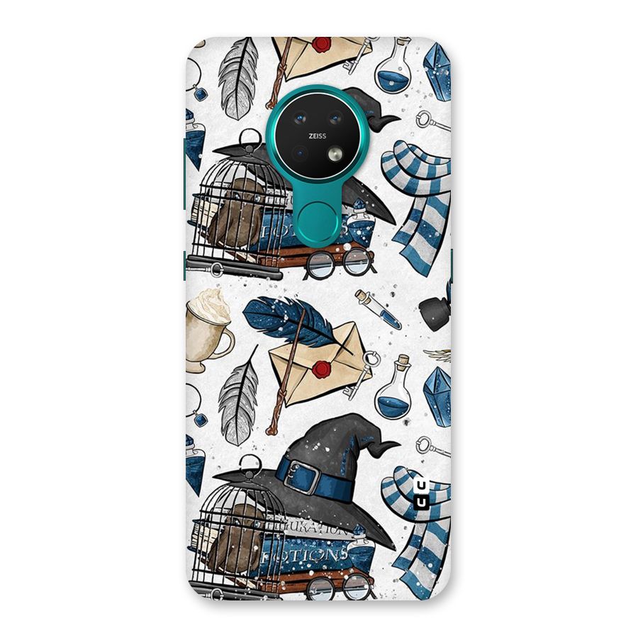 Blue Feather Hat Design Back Case for Nokia 7.2