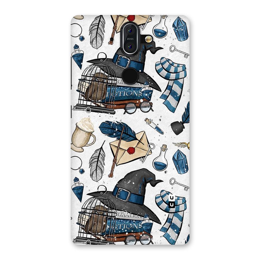 Blue Feather Hat Design Back Case for Nokia 8 Sirocco