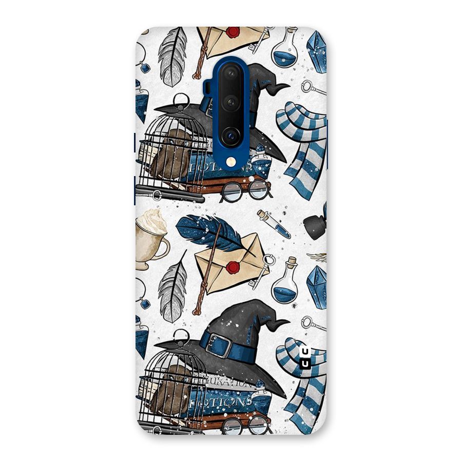 Blue Feather Hat Design Back Case for OnePlus 7T Pro