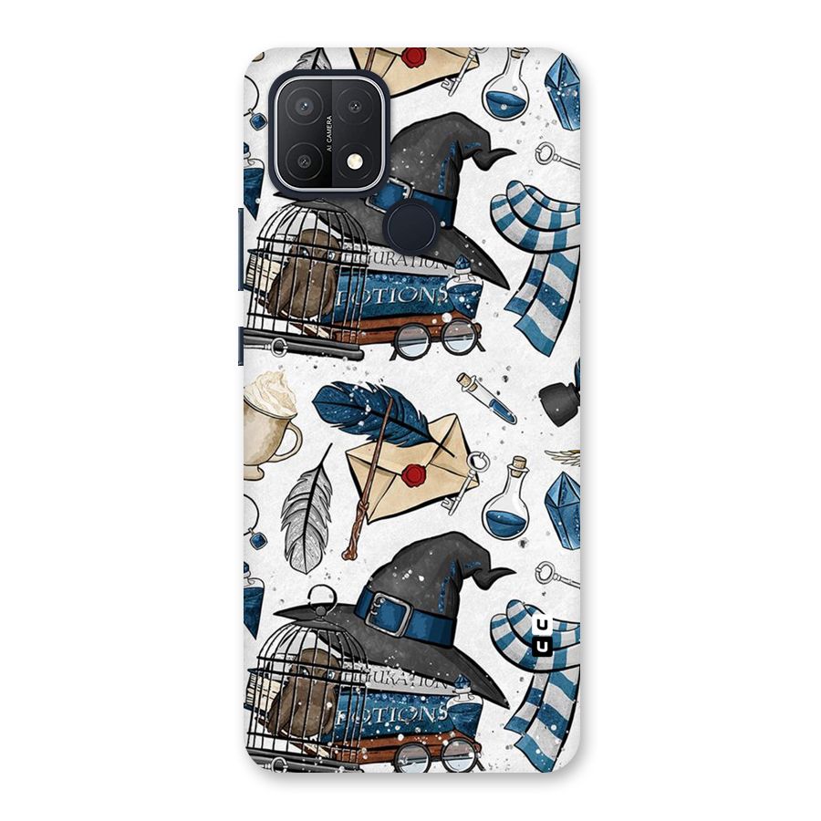 Blue Feather Hat Design Back Case for Oppo A15s