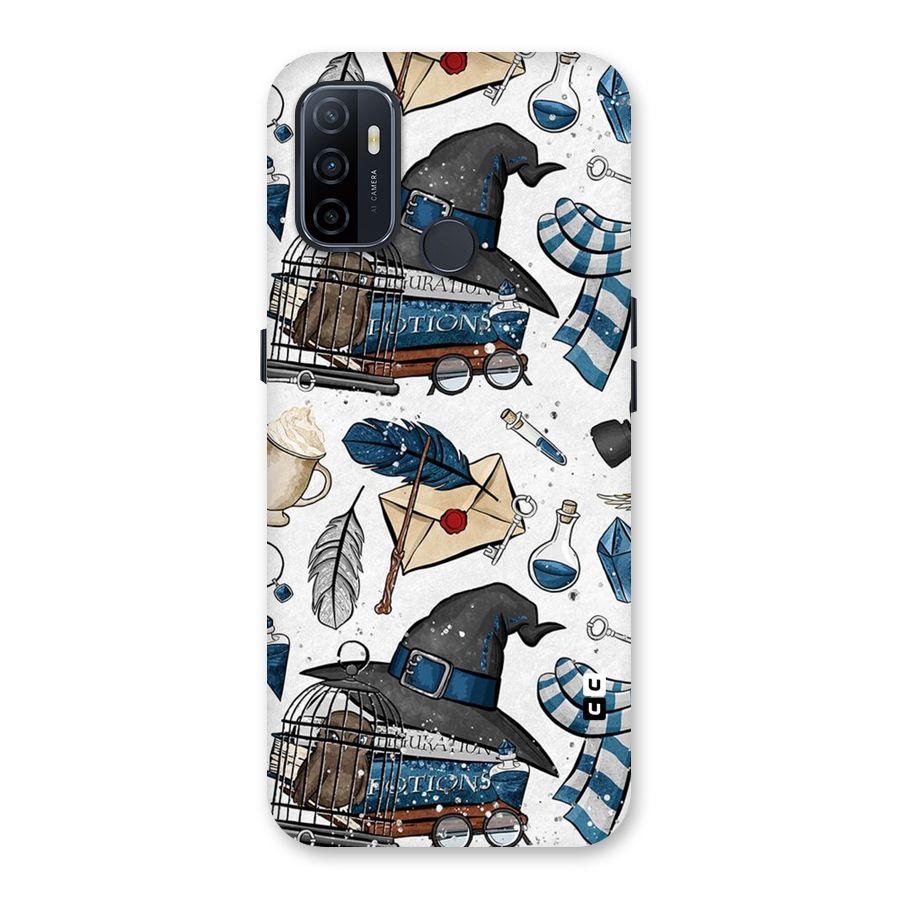 Blue Feather Hat Design Back Case for Oppo A32