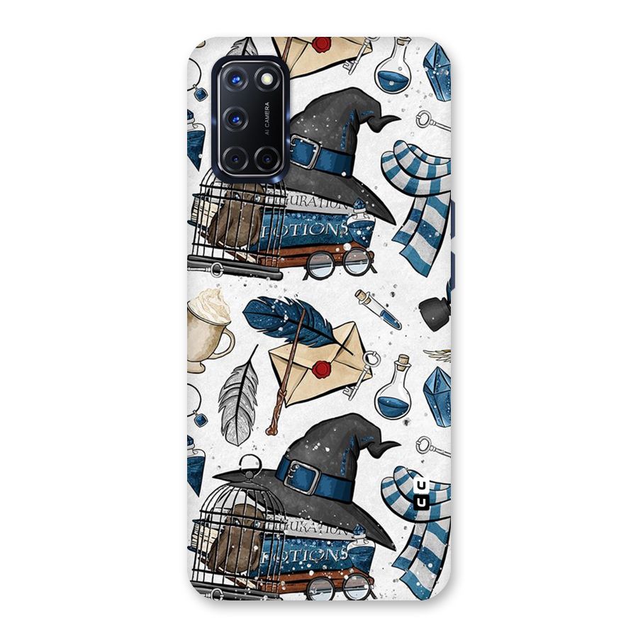 Blue Feather Hat Design Back Case for Oppo A52