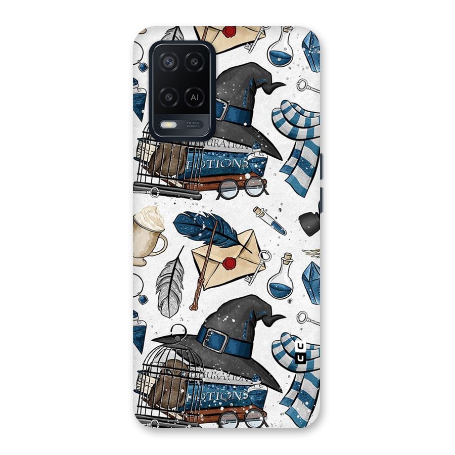 Blue Feather Hat Design Back Case for Oppo A54