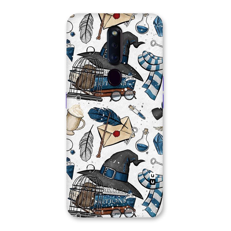 Blue Feather Hat Design Back Case for Oppo F11 Pro
