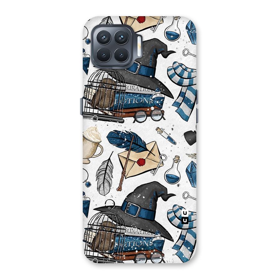 Blue Feather Hat Design Back Case for Oppo F17 Pro