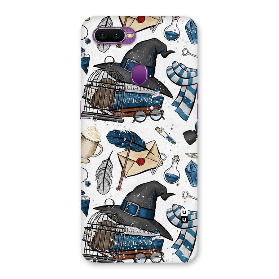 Blue Feather Hat Design Back Case for Oppo F9