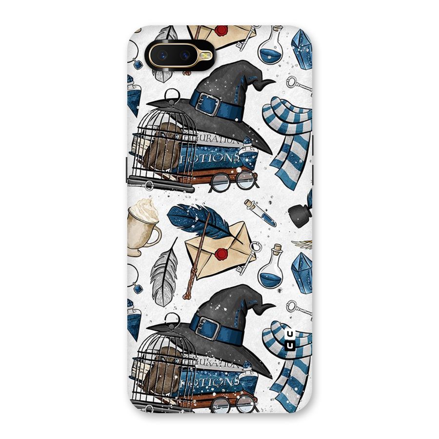 Blue Feather Hat Design Back Case for Oppo K1