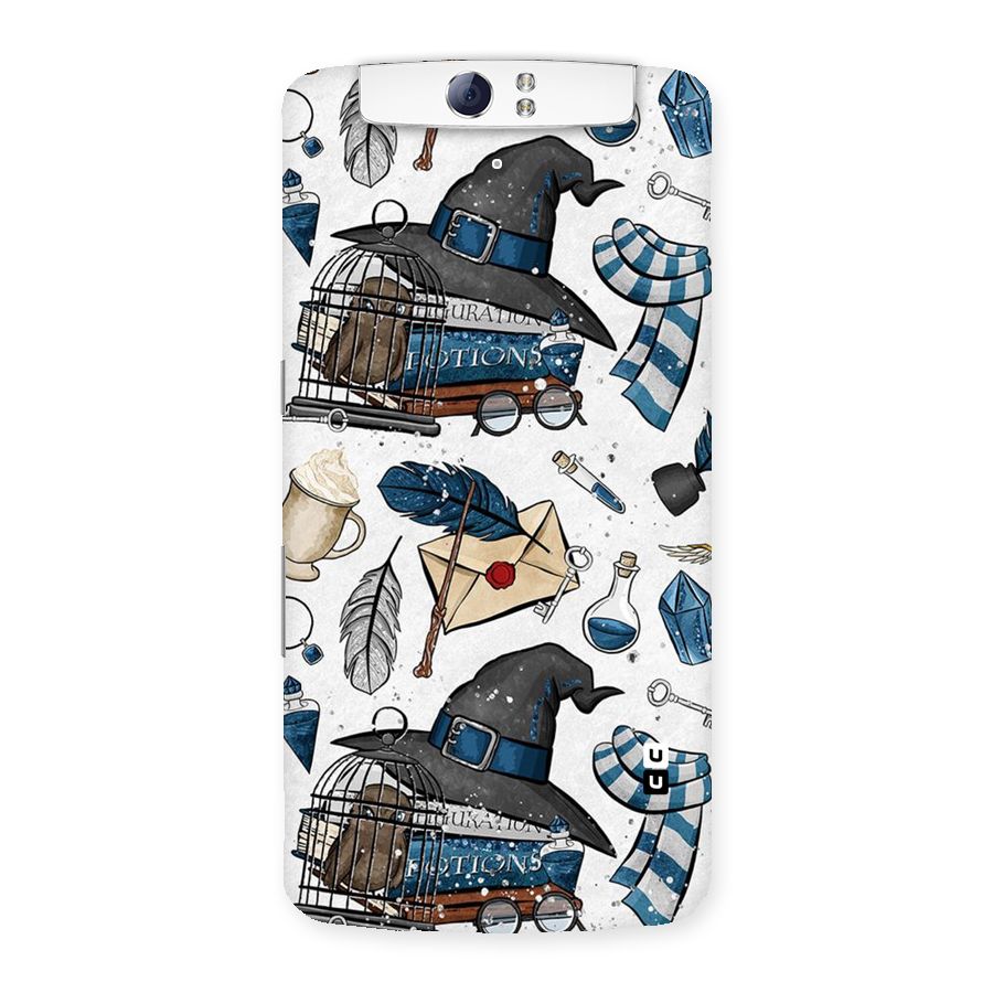 Blue Feather Hat Design Back Case for Oppo N1