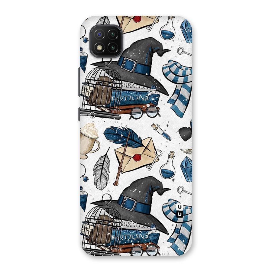 Blue Feather Hat Design Back Case for Poco C3