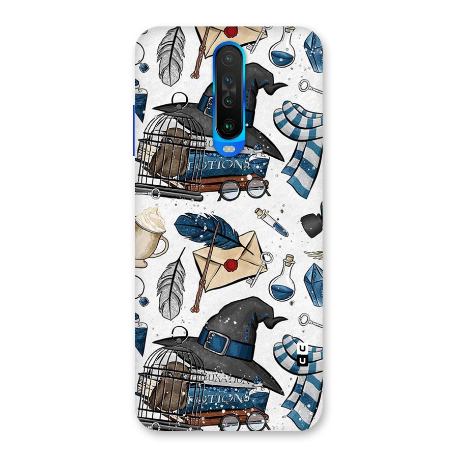 Blue Feather Hat Design Back Case for Poco X2