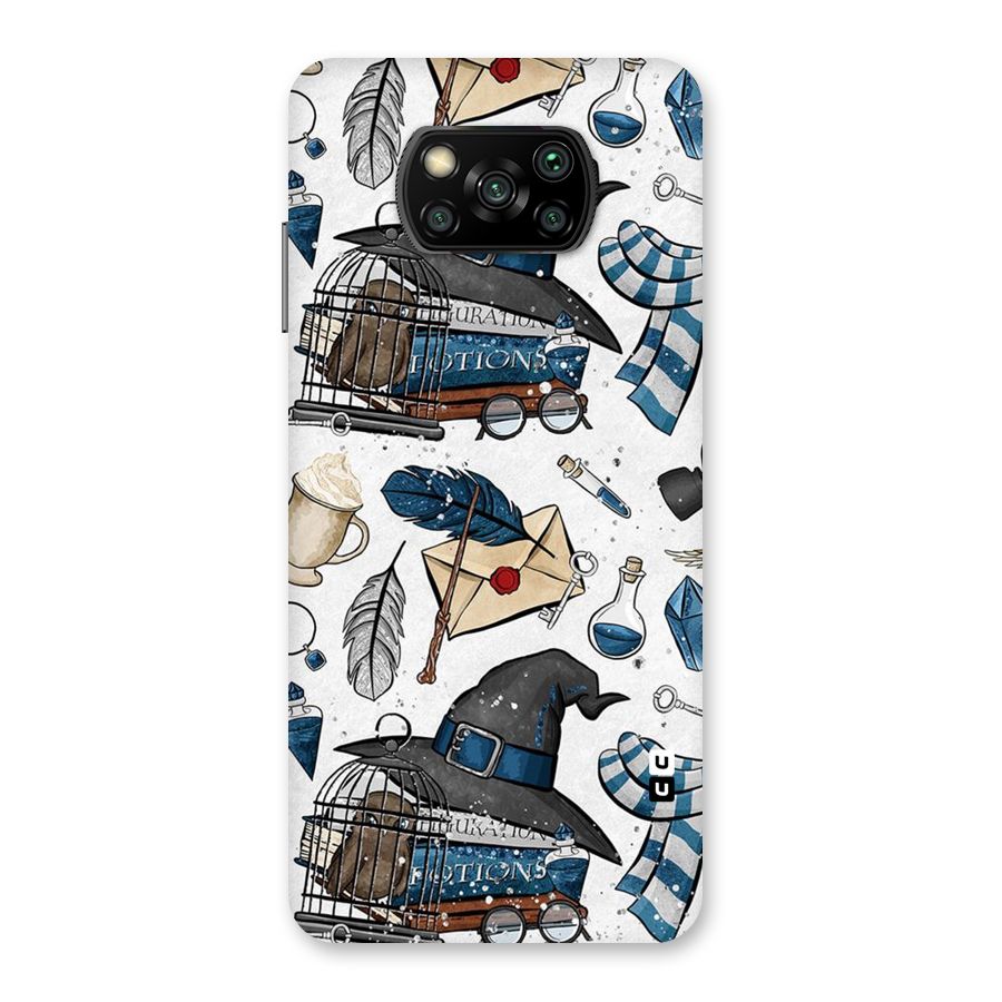 Blue Feather Hat Design Back Case for Poco X3