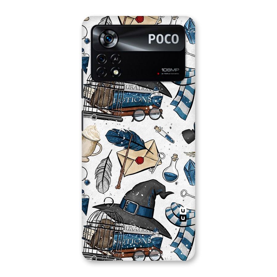 Blue Feather Hat Design Back Case for Poco X4 Pro 5G