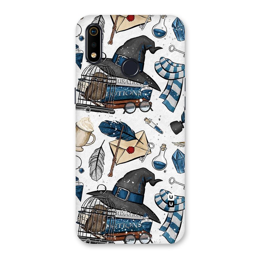 Blue Feather Hat Design Back Case for Realme 3i